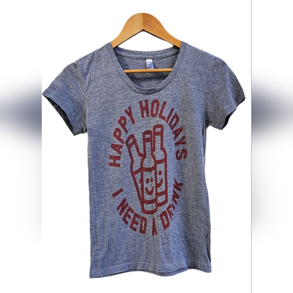 American Apparel - Slim Cut 'Happy Holidays' Fun Festive T-Shirt